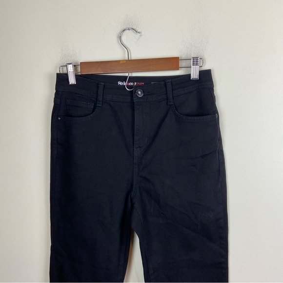 Style & Co Black Denim High Rise Skim Leg Jeans Stretch Size 8 Petite Short 8P - Picture 2 of 9